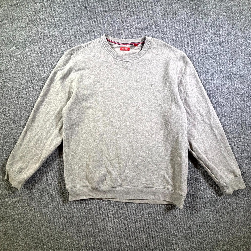 Izod Sweatshirt Mens XL Gray Cotton Pullover Athletic Gym Training 45FK831